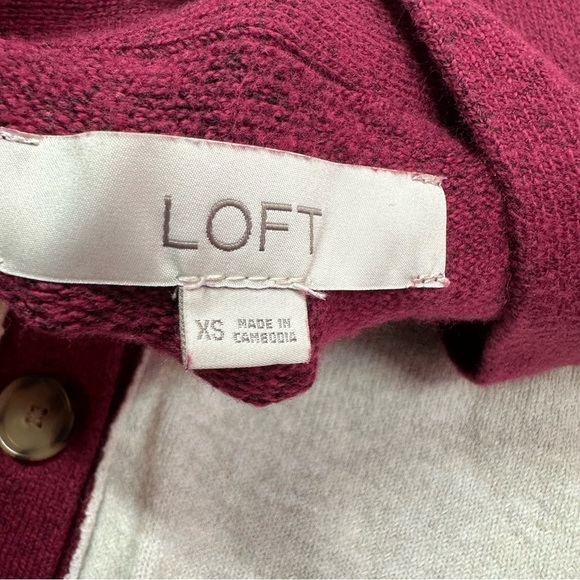 LOFT ann taylor color block boxy Cardigan Sweater sz XS cotton blend classic - Picture 6 of 8